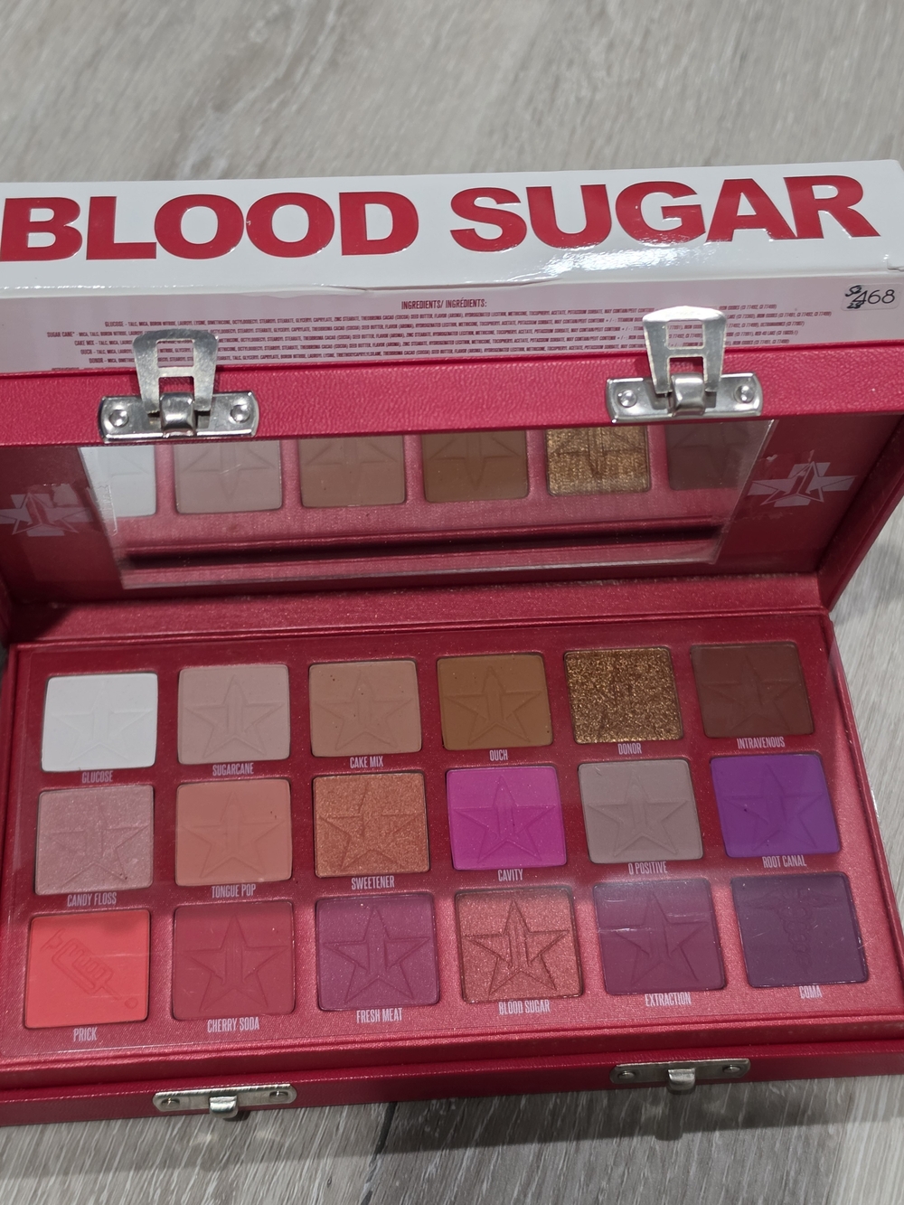 Jeffree Star Blood Sugar Palette — Pinks, Reds & Gold Accents